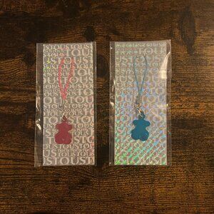 TOUS Bear keychain/ Cellphone tag in metal blue and pink